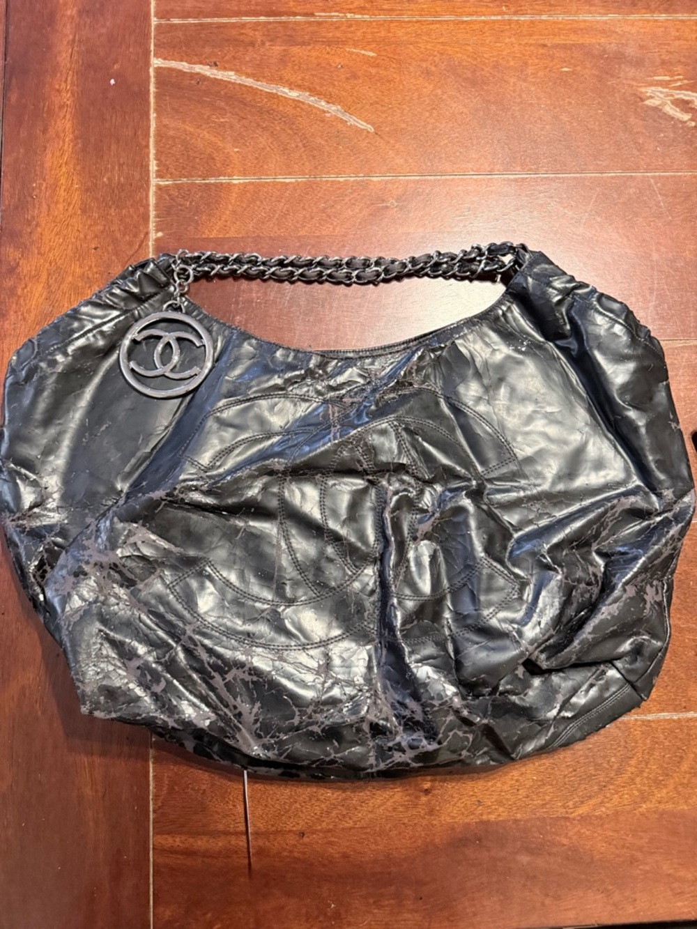 CHANEL Cabas Shoulder Bag with Chain and CC Charm